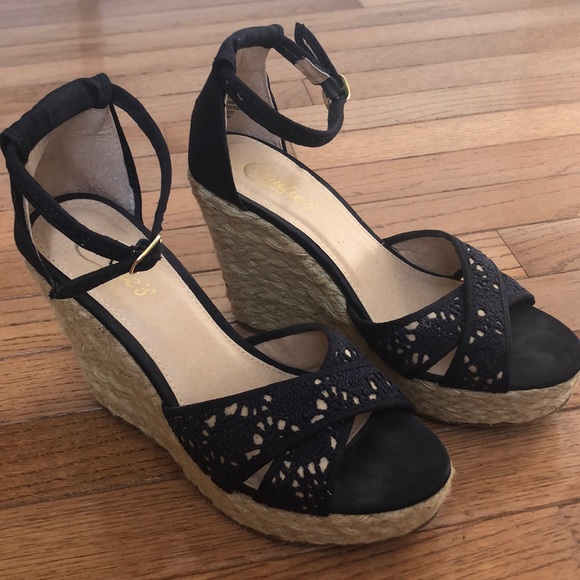 Candie's Shoes - Candie’s lace espadrille wedges.